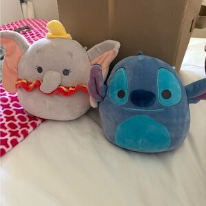 Disney Squishmallow Stitch and Dumbo plushies